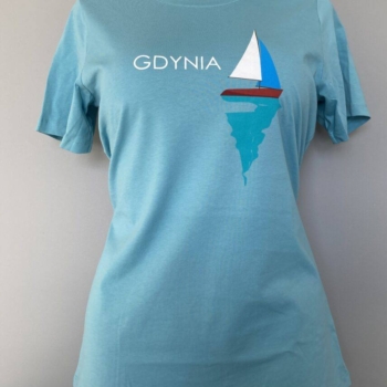 Koszulka turkusowa”Gdynia z żaglówką”
