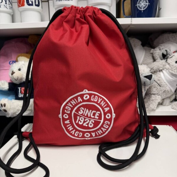 I Love Gdynia - najlepszy sklep z pamiątkami - Worek/plecak czerwony "Gdynia 1926"