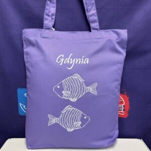 I Love Gdynia - najlepszy sklep z pamiątkami - Torba fioletowa Gdynia rybki