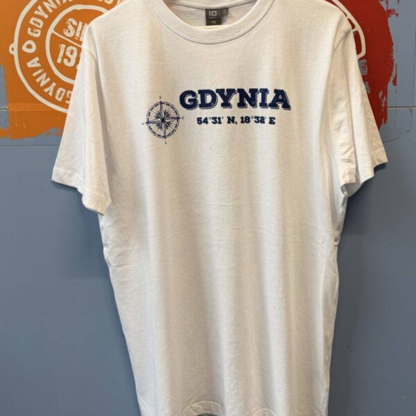 I Love Gdynia - najlepszy sklep z pamiątkami - Koszulka biała Gdynia współrzędne