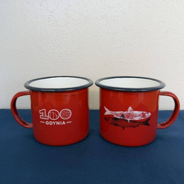 I Love Gdynia - najlepszy sklep z pamiątkami - Kubek czerwony emaliowany Gdynia 100 (mini)