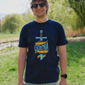 I Love Gdynia - najlepszy sklep z pamiątkami - Koszulka męska granatowa Gdynia herb