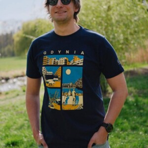 I Love Gdynia - najlepszy sklep z pamiątkami - Koszulka męska „Gdynia mozaika" granatowa