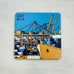 I Love Gdynia - najlepszy sklep z pamiątkami - Podkładka pod kubek Gdynia dzik i trolejbusy