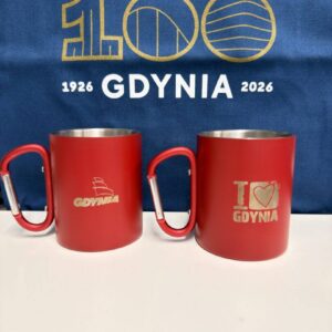 I Love Gdynia - najlepszy sklep z pamiątkami - Kubek niebieski Gdynia z karabińczykiem