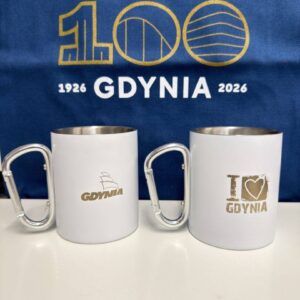 I Love Gdynia - najlepszy sklep z pamiątkami - Kubek biały Gdynia z karabińczykiem