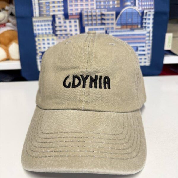 I Love Gdynia - najlepszy sklep z pamiątkami - Czapka beżowa Robin Ruth z czarnym haftem GDYNIA
