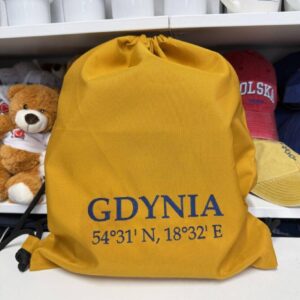 I Love Gdynia - najlepszy sklep z pamiątkami - Worek/plecak khaki "Gdynia współrzędne"